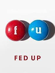 two red and blue balls with the words feed up written on them, in front of a white background