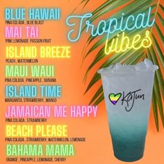 the tropical vibes poster is displayed on an orange background with palm leaves and neon lights