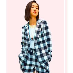 *Nwt* Kate Spade Gingham Blazer - Size 8 - Org. $468 (Debuted 4/24/2020) Black And White Jacket, Houndstooth Blazer, Tweed Coat, Fringe Jacket, Striped Jacket, Pink Blazer, Printed Blazer, Tweed Blazer, White Jacket