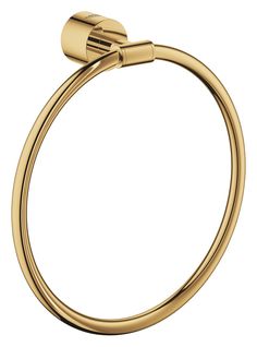 a gold colored towel ring with an open loop on the end and a round handle