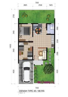 the floor plan for a small house with an attached garage and living room, which is also