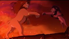 Scar and Simba fight. Scar And Simba, Spirit And Rain, Disney Pixar Characters, Lion King Fan Art, Lion King Art, Pixar Characters, Lion Guard, Disney Lion King