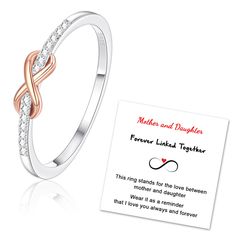 PRICES MAY VARY. ❣️【Infinity Promise Ring】: Infinity Symbol represent forever love and unbreakable bond. The love ring is also dotted with cubic zirconia, implying that the future life will be sparkling! Giving this infinity Knot eternity ring to your loved ones, Mom/Daughter/Best Friends, to make a love Statement. ❣️【S925 Sterling Silver Band Ring】: Made of S925 sterling silver, nickle and lead free, safe and hypoallergenic. High polish and lightweigt to be comfort fit, tarnish Resistant, will Mother Daughter Rings Silver, Daughter Rings, Mama And Daughter, Mother Daughter Rings, Jewelry For Christmas, Daughter Ring, Rings Dainty, Moms Best Friend, Infinity Knot