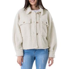 Lee Women's Long Sleeve Cropped Sherpa Shirt Jacket Size: Xxl Color: Thyme A Modern Update To A Classic Silhouette, This Shirt Jacket From Lee Offers Comfort And Warmth With A Trendy Cropped Style That Pairs Perfectly With Any Casual Outfit. Crafted From A Soft, Midweight Sherpa Fabric, This Jacket Will Keep You Toasty Warm Wherever You Go. A Three-Button Front Gives The Jacket A Clean Look, Plus The Oversized Front Pockets Come In Handy To Stash Your Valuables. The Drop Shoulder And Relaxed Fit Sherpa Shirt Jacket, Lee Jacket, Wool Shawl Wrap, Sherpa Fabric, Cozy Coats, Teddy Jacket, Sherpa Jacket, Black Fleece, Red And Black Plaid