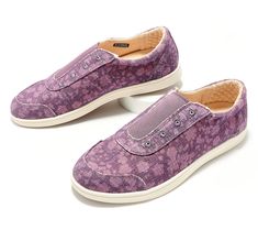 Cute and casual, these canvas slip-ons feature a fun floral print with comfort technology that will have your feet feeling fabulous. From RevitallignTM. Trendy Spring Canvas Slip-on Sneakers, Trendy Canvas Slip-on Sneakers For Spring, Spring Cotton Slip-on Sneakers With Round Toe, Spring Slip-on Fabric Low-top Sneakers, Casual Summer Floral Print Canvas Shoes, Comfortable Purple Sneakers For Spring, Purple Sneakers For Spring, Spring Fabric Slip-ons, Fabric Slip-on Sneakers For Spring