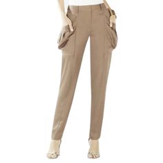 Ultra slouchy pockets make on unexpected (and thoroughly sporty) appearance on these tailored satin pants.Self: 56% Polyester, 44% RayonColor: light javaHand wash Chic Parachute Pants With Cargo Pockets, Tapered Bottoms With Pockets For Spring, Spring Tapered Bottoms With Pockets, Chic Tapered Leg Cargo Pants With Pockets, Elegant Bottoms With Cargo Pockets For Spring, Fitted Tapered Bottoms With Pockets, Workwear Parachute Pants With Tapered Leg And Hip Pockets, Fitted Parachute Pants With Tapered Leg, Fitted Tapered Leg Parachute Pants With Pockets