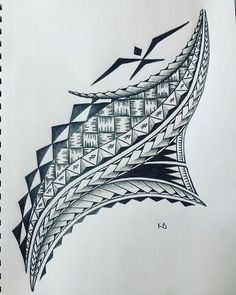 a drawing of an abstract design in black and white with lines coming out of it