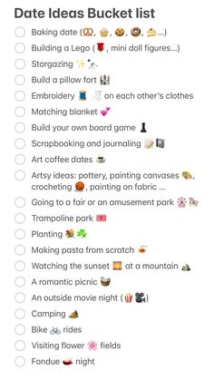 the ultimate guide to date ideas bucket list is shown in this screenshoto image