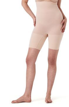 This sculpting shaper is lightweight and powerful with booty-lifting zones, a seamless design and high waist for supportive coverage. Support level: Shape-a firm hug Lined double gusset 55% nylon, 45% elastane Machine wash, dry flat Imported Compressive Beige Shapewear With Built-in Shorts, Compressive Short Beige Shapewear, Compressive Beige Short Shapewear, Beige Compressive Shapewear Shorts, High Stretch Beige Shapewear With Built-in Shorts, Beige Compression Shapewear With Short Leg, Compression Shapewear With Built-in Shorts And High-cut Leg, Seamless Compression High-cut Leg Shorts, High-cut Leg Compression Seamless Shorts