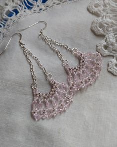 Party Dangle Earrings With Bead Caps, Party Bead Caps Drop Earrings, Handmade Dangle Crystal Earrings For Celebration, Elegant Drop Earrings With Bead Caps For Party, Party Drop Earrings With Bead Caps, Pink Elegant Beaded Earrings For Celebration, Elegant Pink Beaded Earrings For Celebration, Handmade Teardrop Bridal Earrings For Celebrations, Pink Teardrop Jewelry Beads For Crafting