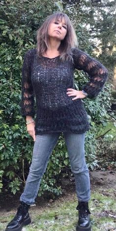 Unleash your inner Wednesday Addams with a gorgeous flattering jumper, knitted with a luxurious mix of alpaca and merino wool to create a knit which is light and airy with yarn over stitches to create holes for a punky goth grunge vibe. Hand knitted to order with love and care in the U.K., available in different sizes and a variety of colours.  XS Width 36cm  Length 78cm S    Width 40cm Length 80cm M   Width 44cm Length 82cm L    Width 50cm Length 84cm XL Width 54cm  Length 86cm The sizes might Grunge Jumper, Sweater For Men, Grunge Vibes, Great Lengths, Punk Grunge, Wednesday Addams, Dark Horse, Goth Punk, Goth Grunge