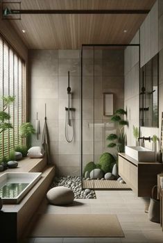 Japanese Inspired Bathroom, Modern Zen Bathroom, Japanese Bathroom Design, Zen Bathroom Decor, Zen Bathroom Design, Japanese Style Bathroom, Japanese Bathroom, Zen House, Zen Bathroom