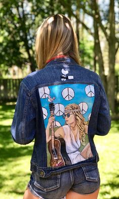 This listing is for a one of a kind upcycled hand painted women's denim jacket . I use professional paint that is heat set to assure permanence . Woodstock inspired for those summer festivals and concerts or every day wear . Hand wash and hang dry recommended. Spring Hand Painted Denim Jacket, Hand Painted Trendy Denim Jacket For Spring, Trendy Hand Painted Denim Jacket For Spring, Blue Denim Jacket With Custom Artwork For Spring, Artsy Cotton Denim Jacket For Spring, Artistic Denim Jacket With Custom Artwork For Spring, Spring Artistic Denim Jacket With Custom Artwork, Spring Denim Jacket With Custom Artwork, Spring Hippie Denim Jacket