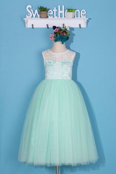 Mint flower girl dress/lace pageant dress/toddler girl dress/mint green tulle dress/lace flower girl dress/backless lace dress for wedding on Storenvy