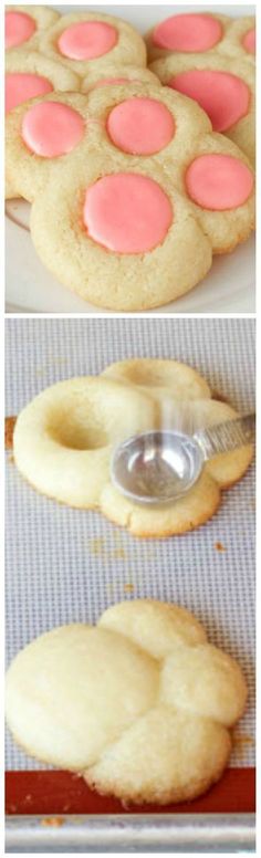 Bunny Paw Thumbprint Cookies ~ These bunny paw thumbprint cookies are very simple and are made from a cookie Betty Crocker bag of cookie mix. Bunny Cookies, Easter Baking, Easter Goodies, Peter Cottontail, Easter Food, Thumbprint Cookies, Cookie Mix, Easter Dessert, Hoppy Easter