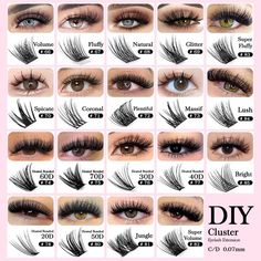 DIY lashes at home! Please add a note specifying which style of lashes you would like.   Perfect for at home or on to go! Don't spend over $150 getting your eyelashes done!  Please note; lashes only (glue is NOT included) please purchase glue separately from my shop, or a lash kit including glue.  FREE delivery within 2 weeks worldwide! (Generally arrives within one) Types Of Lash Extension Styles, Rainbow Eyelashes, Black Terrier, Eyes Care, Cluster Eyelash Extensions, Maquillage On Fleek