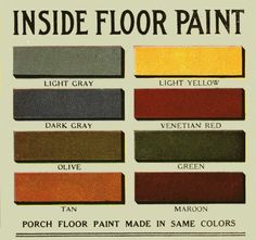 the inside floor paint color chart for all types of floors and walls in different colors