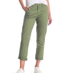 Nwt J. Crew Womens Slim Chino Pants Frosty Olive Size 6 Pa60 New With Tags Size 6 Waistband Laying Flat Across & Unstretched 17" Rise Approx 10" Inseam Approx 25" A Slim Cropped Leg Gives Versatility To These Chino Pants. - Zip Fly With Button Closure - Front Slash Pockets - Back Welt Pockets - Slim Fit 100% Cotton Casual Workwear Pants With Rolled Hem, Casual Pants With Rolled Hem For Workwear, Green Relaxed Fit Pants For Business Casual, Workwear Bottoms With Rolled Hem And Tapered Leg, Relaxed Fit Workwear Pants With Rolled Hem, Relaxed Fit Rolled Hem Pants For Workwear, Relaxed Fit Pants With Rolled Hem For Workwear, Casual Mid-rise Workwear Chinos, Casual Mid-rise Chinos For Work