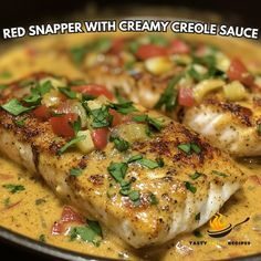 🔥 Elevate your dinner game with Red Snapper with Creamy Creole Sauce! A taste of the South in every bite. 🐟

Recipe: Red Snapper with Creamy Creole Sauce

Ingredients:
- 4 red snapper fillets (6 oz each)
- 1 tbsp olive oil
- 1/2 cup diced onion
- 1/2 cup diced bell pepper
- 3 cloves garlic, minced
- 1 cup chicken broth
- 1 cup heavy cream
- 2 tbsp Creole seasoning
- Salt and pepper to taste
- Fresh parsley for garnish

Instructions:
1. Season snapper fillets with Creole seasoning, salt, and p...