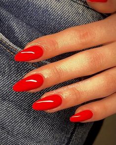 Beautiful Red Nails, Red Orange Nails, Summer Nails Almond, The Man Of My Dreams, Red Gel Nails, Man Of My Dreams, Kutek Disney