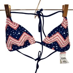 Nwt Stars And Stripes Halter Bikini Top, 82% Nylon, 18% Spandex, 48 Inch Width, Please See Pictures. D Patriotic Triangle Top Swimwear For Summer, Triangle Top Swimwear With Flag Print For Beach, Checkered Bathing Suit, 4th Of July Triangle Top Swimwear, Bustier Swimsuit, Red Patriotic Swimwear With American Flag Print, Y2k Boho, Striped Triangle Top Swimwear, Bra Friendly, Pink Cheetah Print