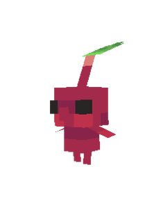 the pixel character is wearing sunglasses and holding a green leaf