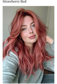 Ion Rose Quartz Hair Color, Peach Pink Ombre Hair, Pinky Red Hair Colour, Colors That Go With Blonde Hair, Strawberry Color Hair, Rose Gold Hair Pale Skin, Cool Toned Colored Hair, Lightly Colored Hair, Cool Light Red Hair