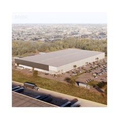 an aerial view of a large industrial building