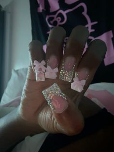 Nail Designs Latina, Birthday Nails Bling, Aries Birthday Nails, Simple Gel Nails, Nails Design With Rhinestones, Short Square Acrylic Nails