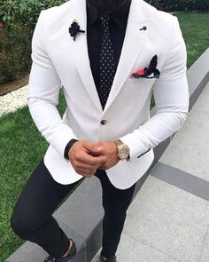 White Wedding Suits For Men, White Wedding Suit, Cheap Suits, Mens Fashion Edgy, Designer Suits For Men, Mens Fashion Smart, White Suit, Suits Men, Prom Suits