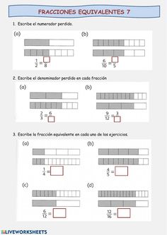 the worksheet shows how to use fractions in spanish and other language words