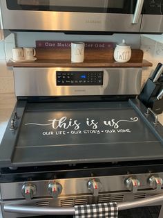 this is us our life's our story our home decal on an oven