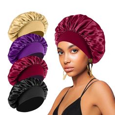 Sleeping Curly Hair, Makeup Cleaning, Satin Bonnets, Sleep Hairstyles, Silk Bonnet, Bonnet Cap, Satin Bonnet, Band Hair