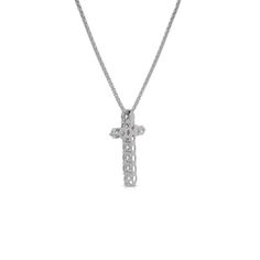 This Cross Pendant is a custom-made pendant crafted in 14-karat white gold and Platinum. The pendant features 11 CVD lab grown diamonds totaling 1.50-carat. The diamonds are graded in the F-G color range, and are VS clarity.  The pendant itself is 24 x 17 mm in size and has a total weight of 2-3 grams.   Details:  Item Type: Pendant Metal: 14K White Gold, Platinum Weight: 2-3 Grams  Size: 24 x 17mm   Stone Details: Gemstone: Lab Grown Diamond Carat: 1.5 Color Grade: F-G Clarity: VS Cut: Round Quantity: 11 Color: White Silver Necklace With Single Cut Lab Grown Diamonds, Silver Necklace With Lab-grown Single Cut Diamonds, Diamond White 14k Gold Necklace With Single Cut Diamonds, White Gold Diamond Cut Pendant Diamond Necklace, White Gold Diamond Cut Pendant Necklace, White Gold Pendant Diamond Cut Necklace, Diamond White Brilliant Cut Cross Pendant Necklace, Silver Diamond Necklace With Cross Pendant, White Gold Diamond Pendant Necklaces