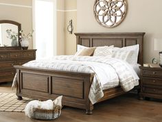 Flynnter AMP002189 master bed By ashley - sofafair.com Queen Panel Beds, Bedrooms Decor, Brown Bedroom, Crown Moulding, California King Bedding, Bedroom Panel, Master Bedrooms, Panel Headboard, Master Bedding