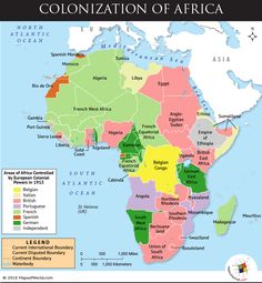 the african map shows where countries are located and what they mean to be in each country