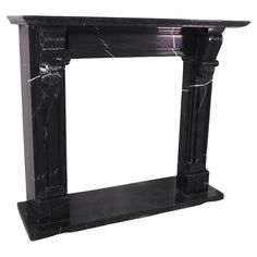 black marble fireplace mantel with shelf