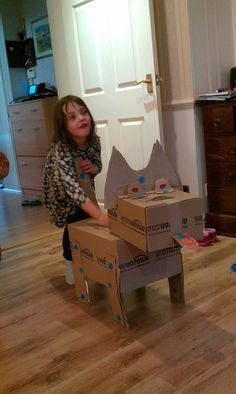 Nana Crafts, Cardboard Projects, Cardboard Ideas, Pet Humor, Recycled Crafts Kids, Cornwall Uk, The Boxer, Cardboard Art