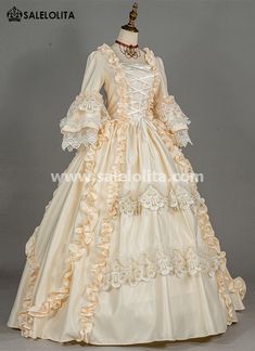 Champagne Marie Antoinette Renaissance Fairy Princess Dress Colonial Ball Gown Period Dress Theatrical Costume Full Sleeve Dresses, 1700 Dress, Victorian Dress Gown, Georgian Dress, Marie Antoinette Dresses, Fairy Princess Dress, Victorian Era Dresses, Southern Belle Dress, Antoinette Dress