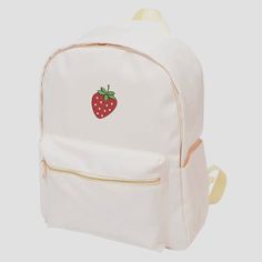 Indulge in the perfect blend of sweetness and functionality with our Embroidered Strawberry Backpack! This delightful backpack is designed for both adults on the go and children heading to school, featuring a charming embroidered strawberry on the front that adds a touch of whimsy to your everyday adventures. 🍓 Chic Strawberry Embroidery: Make a statement with the adorable and tasteful strawberry embroidery that graces the front of this backpack. The high-quality stitching adds a pop of color a White Preppy Backpack For Students, Trendy Embroidered School Backpack, Embroidered Backpack For Everyday And Back To School, Cute Embroidered Everyday Backpack, Trendy Embroidered Backpack For Everyday Use, Casual Embroidered Backpack For Students, Casual Embroidered Student Backpack, Cute Embroidered Bags For Back To School, Cute Embroidered Backpack