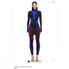 Nwt Mugler X H&M - Spiral Panel Mini Dress - Size Small Premium Branded Hanger Included Mugler Dress, Sheer Mini Dress, Blue Corset, Red Bodysuit, Nude Dress, Bodysuit Dress, Designer Logo, Corset Mini Dress, Fitted Mini Dress