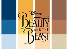 the beauty and the beast movie poster with colors in different shades, including blue, orange,