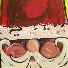 a close up of a painting of santa claus's face