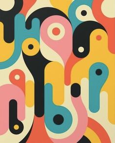 an abstract pattern with different colors and shapes