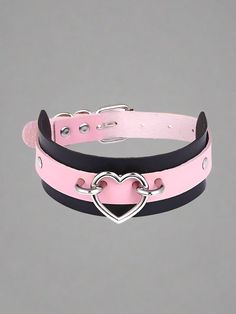 Style: Punk Shape\pattern: Animal Occasion: Party Material: Leather Item Type: Necklaces Gender: Women Black And Pink Jewelry, Pastel Goth Accessories, Pastel Goth Choker, Goth Skirts, Plus Size Kawaii, Goth Choker, Goth Accessories, Heart Choker Necklace, Kawaii Goth