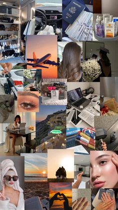 a collage of photos with people and things in them