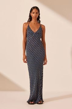 Renata Layered Halter Plunged Slip Maxi Dress | Navy/Multi | Dresses | Shona Joy – Shona Joy International Slip Maxi Dress, Shona Joy, Multi Dress, Maxi Dress Navy, Sheer Chiffon, Plunging Neckline, Empire Waist, Signature Style, Halter Neck