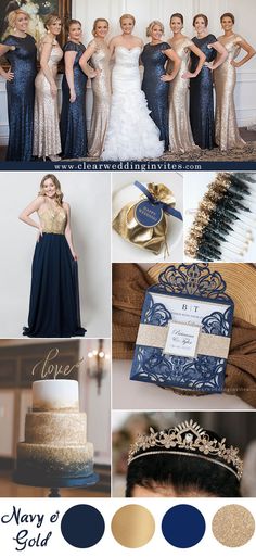 a collage of photos with different colors and designs on them, including gold, blue, and white