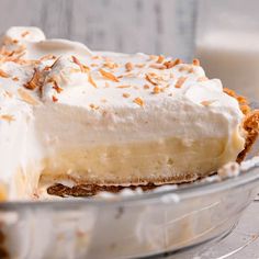 a piece of pie sitting on top of a glass plate