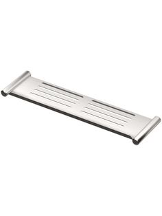 a stainless steel shelf with four bars on it